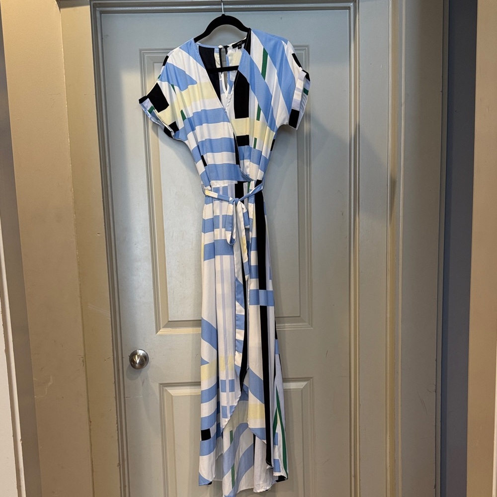 Very J Multicolor Striped High Low Dress